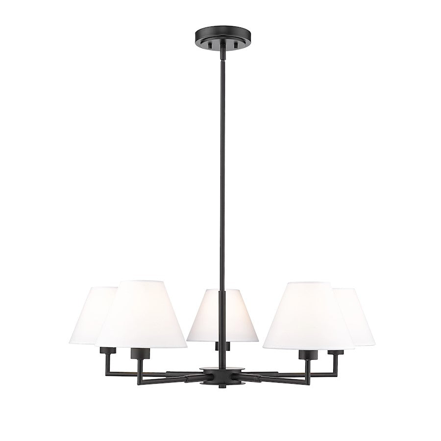 Z-Lite Leila 5 Light 34" Chandelier, Matte Black/White Linen - 744-34R-MB