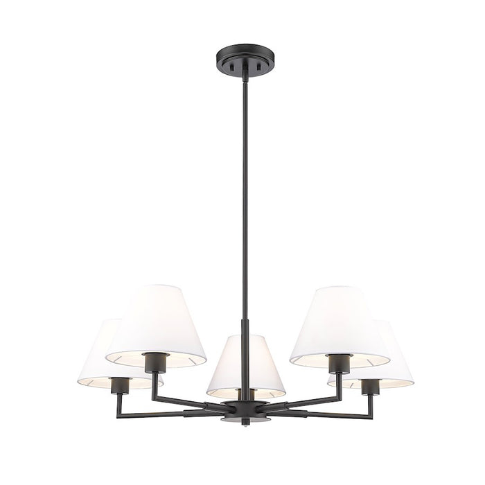 Z-Lite Leila 5 Light 34" Chandelier, Matte Black/White Linen