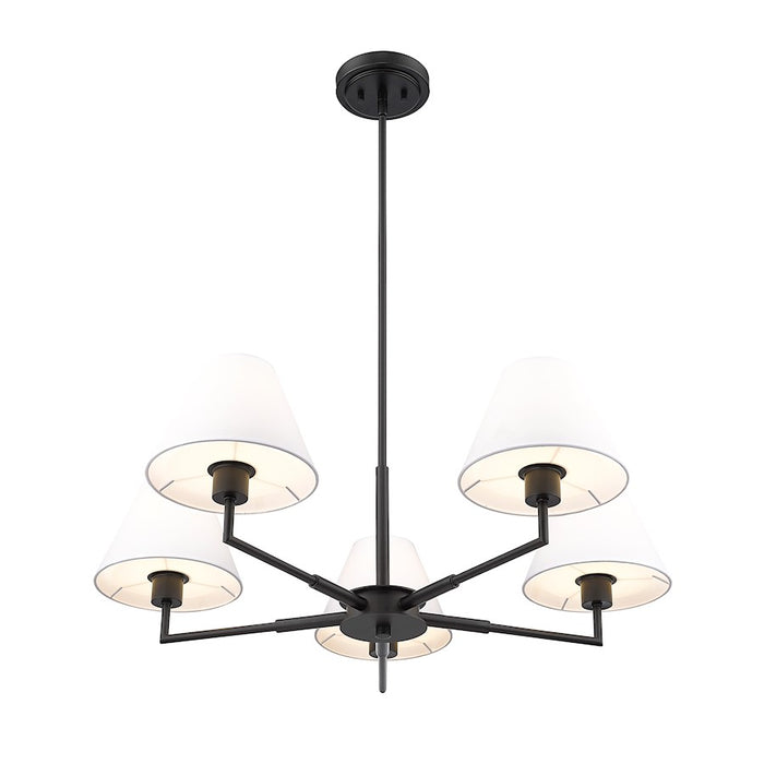 Z-Lite Leila 5 Light 34" Chandelier, Matte Black/White Linen