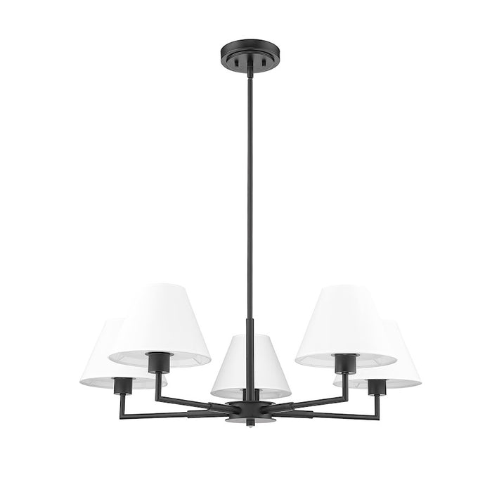 Z-Lite Leila 5 Light 34" Chandelier, Matte Black/White Linen