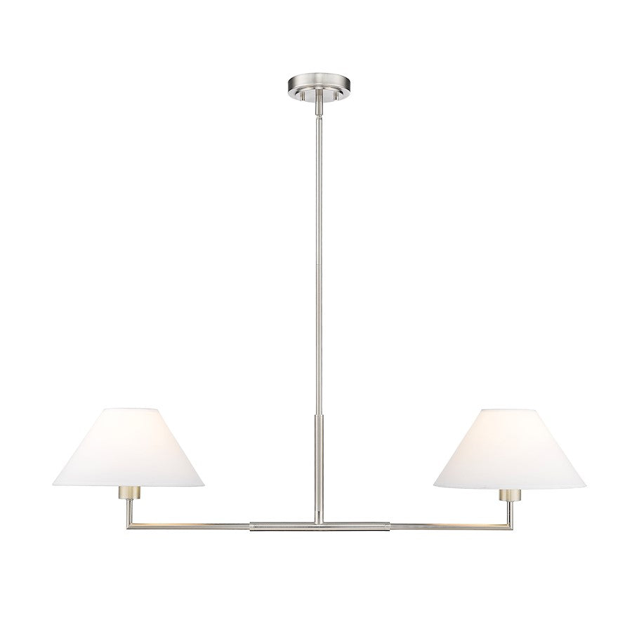 Z-Lite Leila 2 Light 42" Chandelier, Brushed Nickel/White Linen - 744-42L-BN