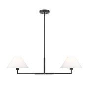 Z-Lite Leila 2 Light 42" Chandelier, Matte Black/White Linen - 744-42L-MB
