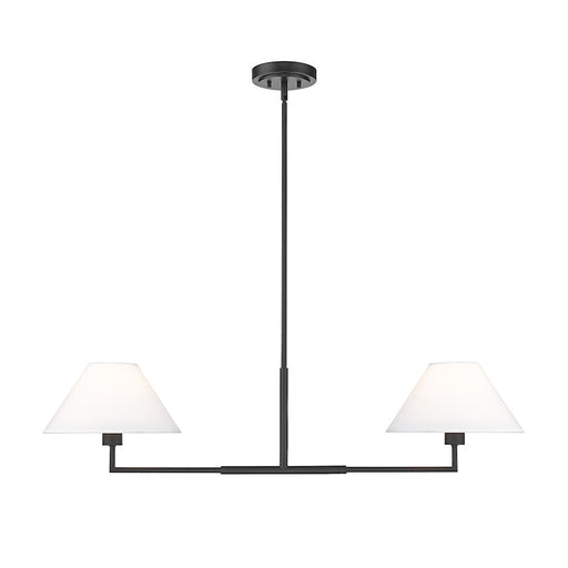 Z-Lite Leila 2 Light 42" Chandelier, Matte Black/White Linen - 744-42L-MB