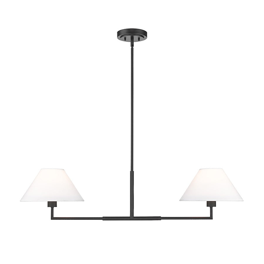 Z-Lite Leila 2 Light 42" Chandelier, Matte Black/White Linen - 744-42L-MB