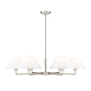 Z-Lite Leila 6 Light 44" Chandelier, Brushed Nickel/White Linen - 744-44R-BN