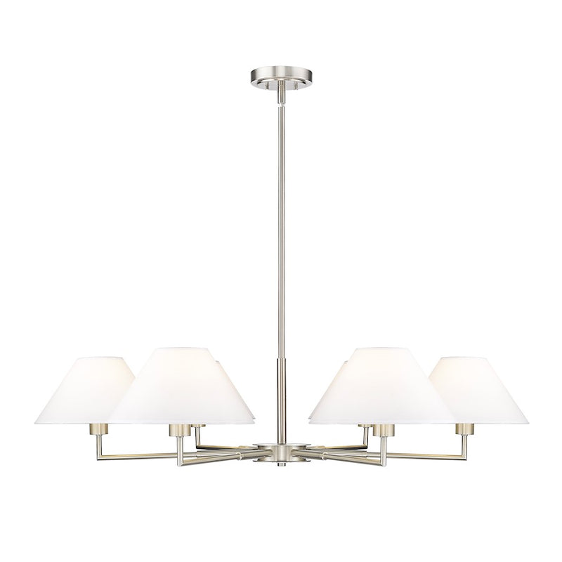 Z-Lite Leila 6 Light 44" Chandelier, Brushed Nickel/White Linen - 744-44R-BN