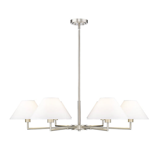 Z-Lite Leila 6 Light 44" Chandelier, Brushed Nickel/White Linen - 744-44R-BN