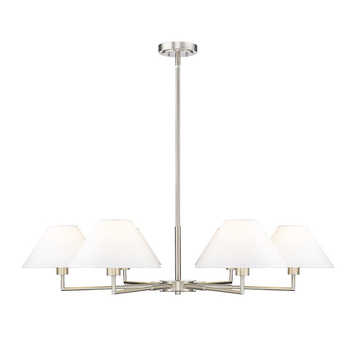 Z-Lite Leila 6 Light 44" Chandelier, Brushed Nickel/White Linen - 744-44R-BN