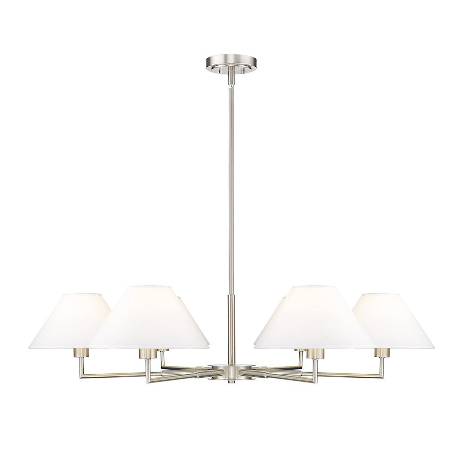 Z-Lite Leila 6 Light 44" Chandelier, Brushed Nickel/White Linen - 744-44R-BN