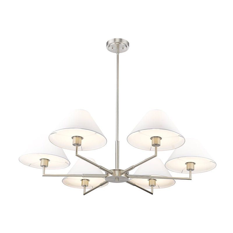 Z-Lite Leila 6 Light 44" Chandelier, Brushed Nickel/White Linen