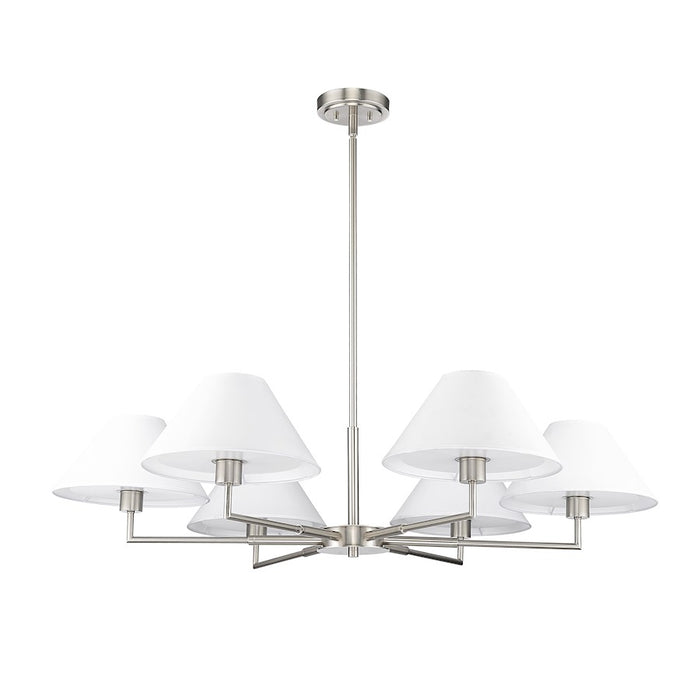 Z-Lite Leila 6 Light 44" Chandelier, Brushed Nickel/White Linen