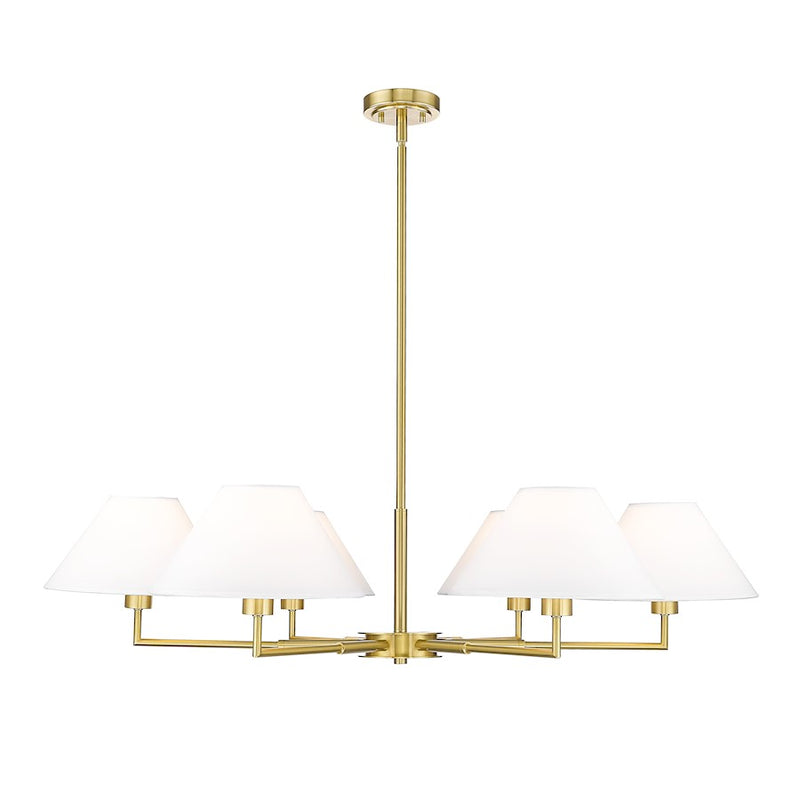 Z-Lite Leila 6 Light 44" Chandelier, Luxe Gold/White Linen - 744-44R-LG
