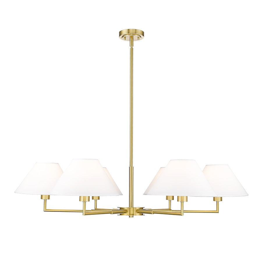 Z-Lite Leila 6 Light 44" Chandelier, Luxe Gold/White Linen - 744-44R-LG