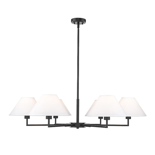 Z-Lite Leila 6 Light 44" Chandelier, Matte Black/White Linen - 744-44R-MB