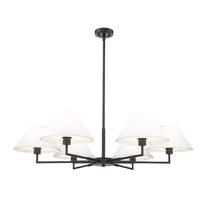 Z-Lite Leila 6 Light 44" Chandelier, Matte Black/White Linen