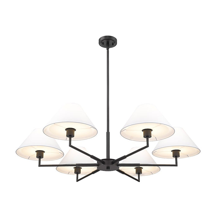 Z-Lite Leila 6 Light 44" Chandelier, Matte Black/White Linen