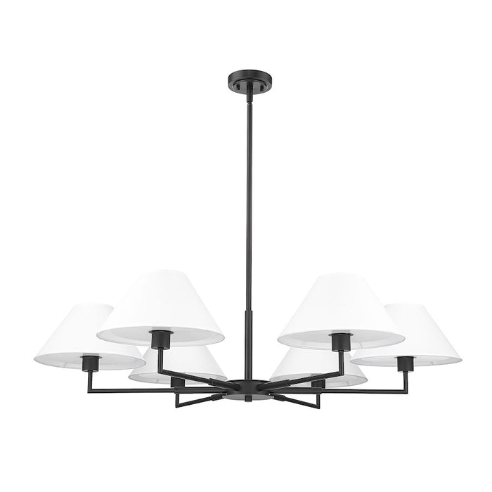 Z-Lite Leila 6 Light 44" Chandelier, Matte Black/White Linen