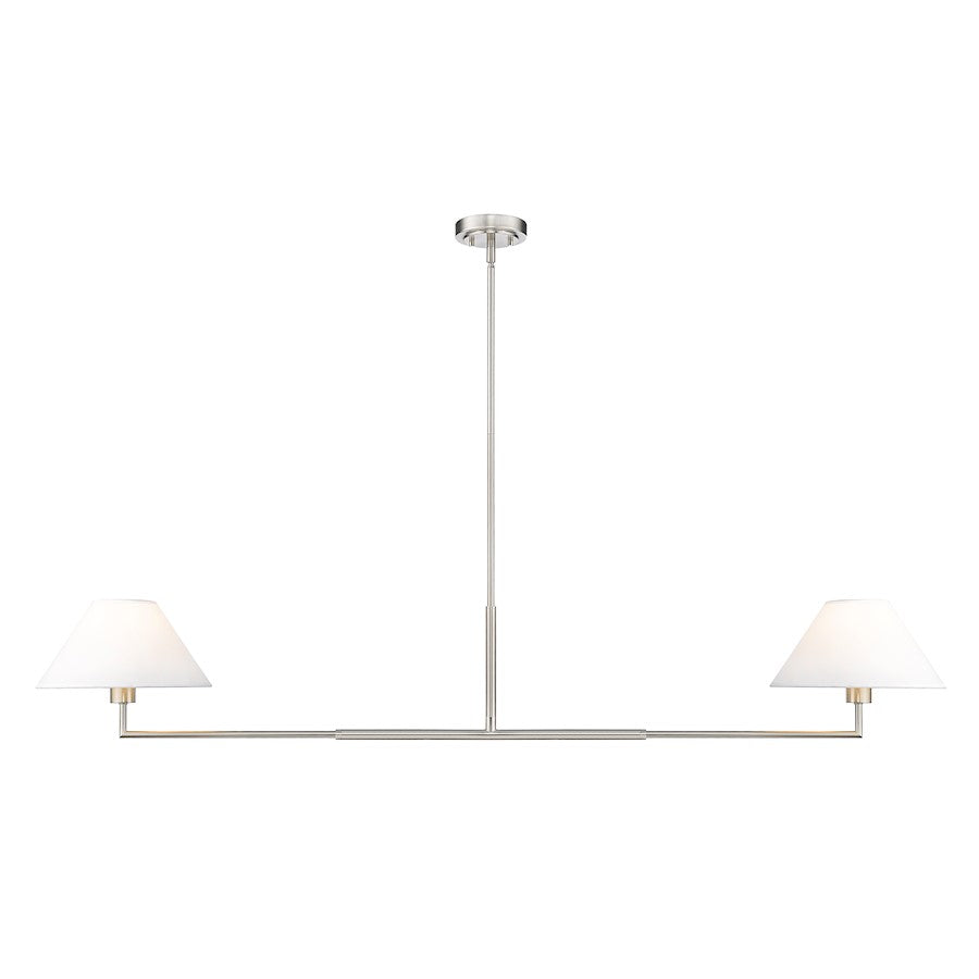 Z-Lite Leila 2 Light 62" Chandelier, Brushed Nickel/White Linen - 744-62L-BN