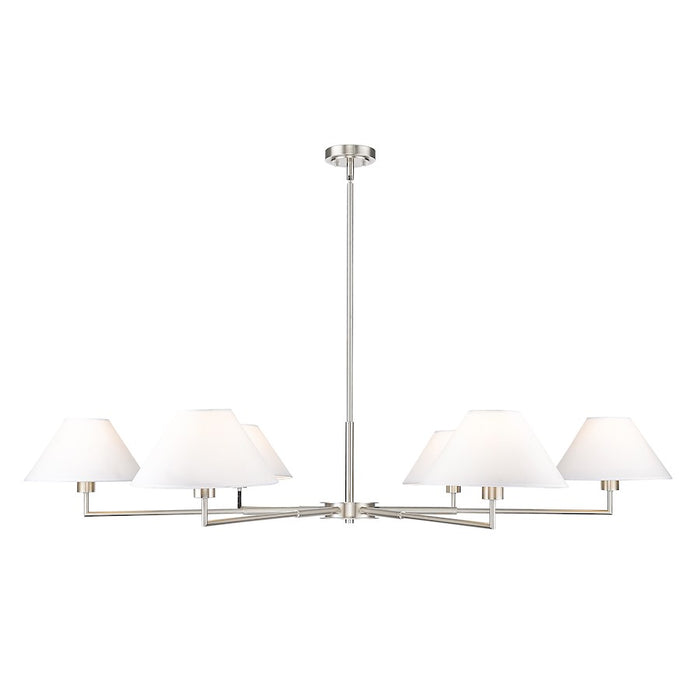 Z-Lite Leila 6 Light 63" Chandelier, Brushed Nickel/White Linen - 744-63R-BN