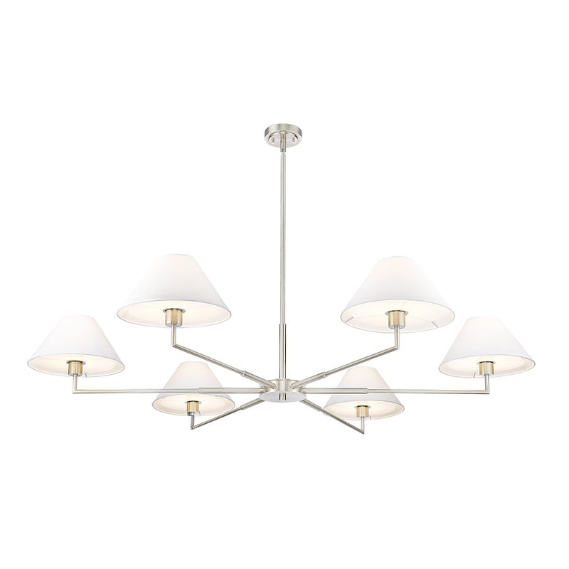 Z-Lite Leila 6 Light 63" Chandelier, Brushed Nickel/White Linen