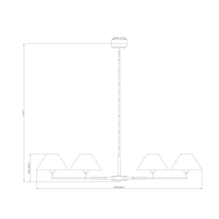 Z-Lite Leila 6 Light 63" Chandelier, Brushed Nickel/White Linen