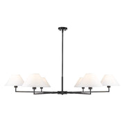 Z-Lite Leila 6 Light 63" Chandelier, Matte Black/White Linen - 744-63R-MB
