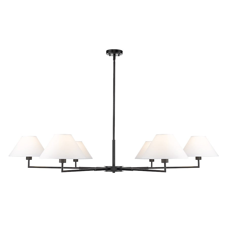 Z-Lite Leila 6 Light 63" Chandelier, Matte Black/White Linen - 744-63R-MB