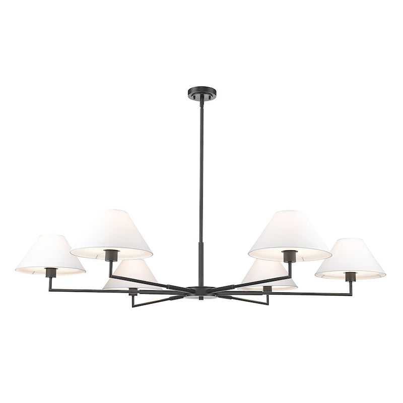 Z-Lite Leila 6 Light 63" Chandelier, Matte Black/White Linen