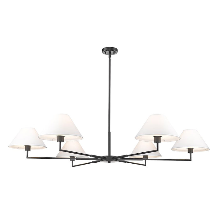 Z-Lite Leila 6 Light 63" Chandelier, Matte Black/White Linen