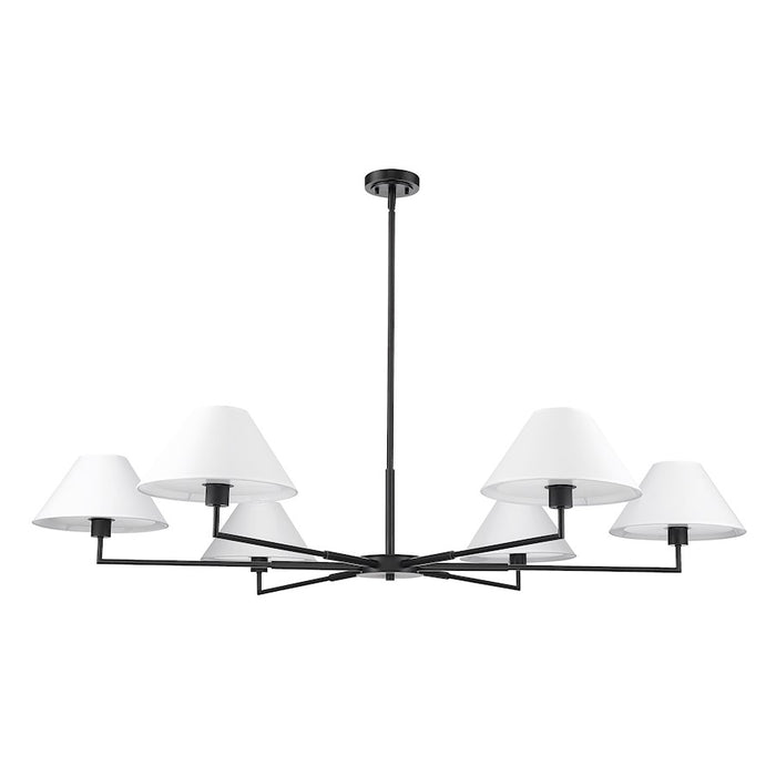 Z-Lite Leila 6 Light 63" Chandelier, Matte Black/White Linen