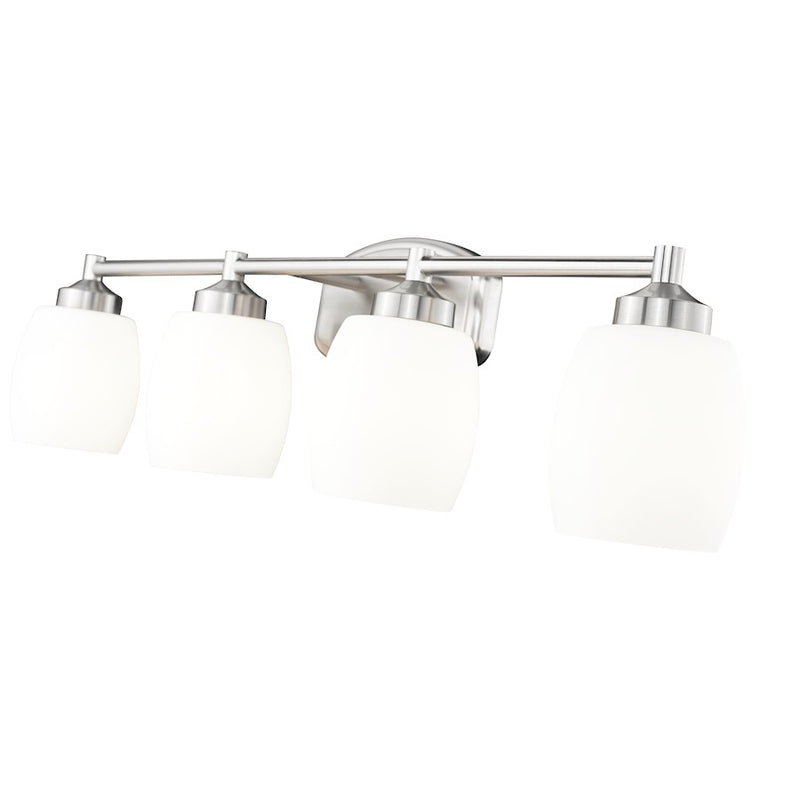 Z-Lite Kendrick 4 Light 31.25" Vanity, Brushed Nickel/Matte Opal
