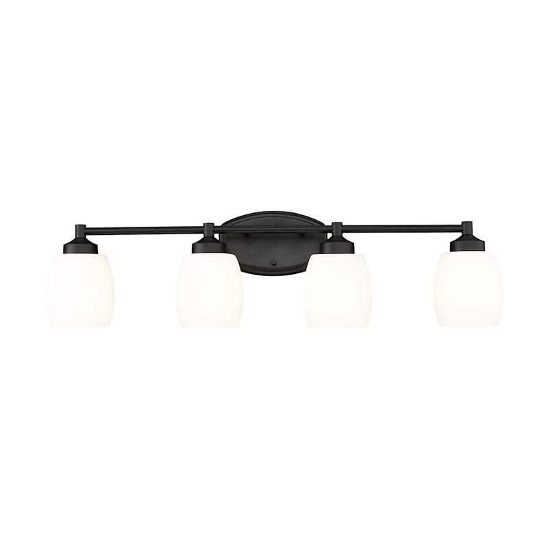 Z-Lite Kendrick 4 Light 31.25" Vanity, Matte Black/Matte Opal