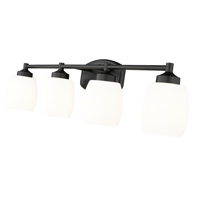 Z-Lite Kendrick 4 Light 31.25" Vanity, Matte Black/Matte Opal