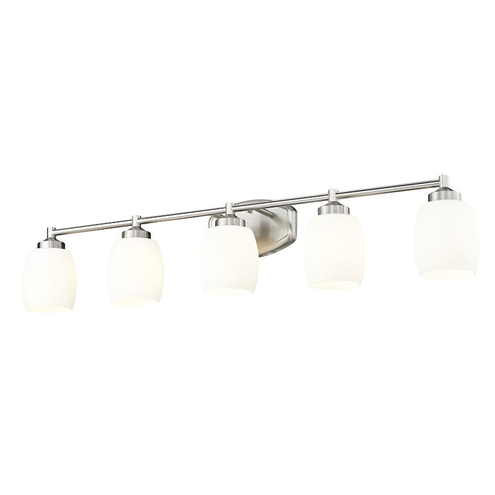 Z-Lite Kendrick 5 Light 39.25" Vanity, Brushed Nickel/Matte Opal