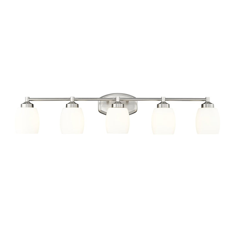 Z-Lite Kendrick 5 Light 39.25" Vanity, Brushed Nickel/Matte Opal
