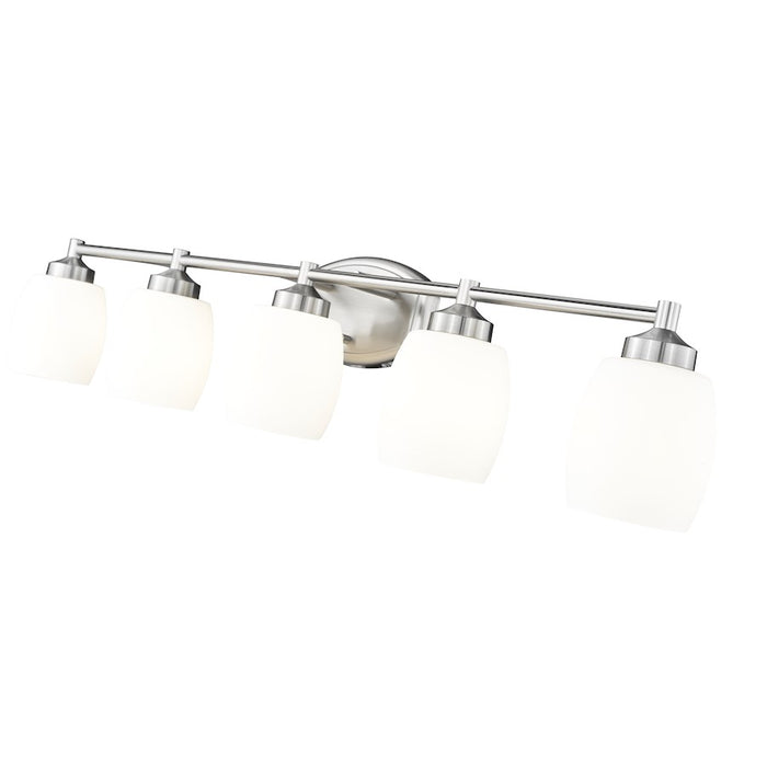 Z-Lite Kendrick 5 Light 39.25" Vanity, Brushed Nickel/Matte Opal