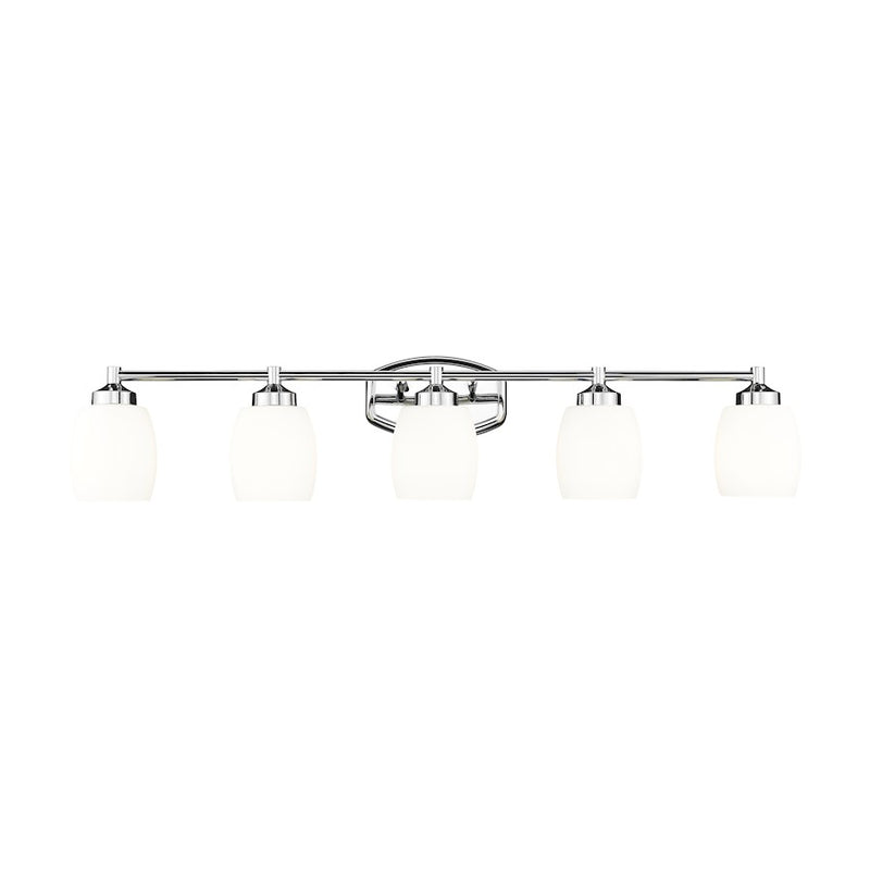 Z-Lite Kendrick 5 Light 39.25" Vanity, Chrome/Matte Opal