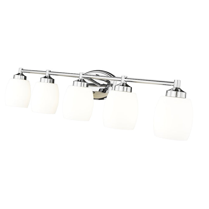 Z-Lite Kendrick 5 Light 39.25" Vanity, Chrome/Matte Opal