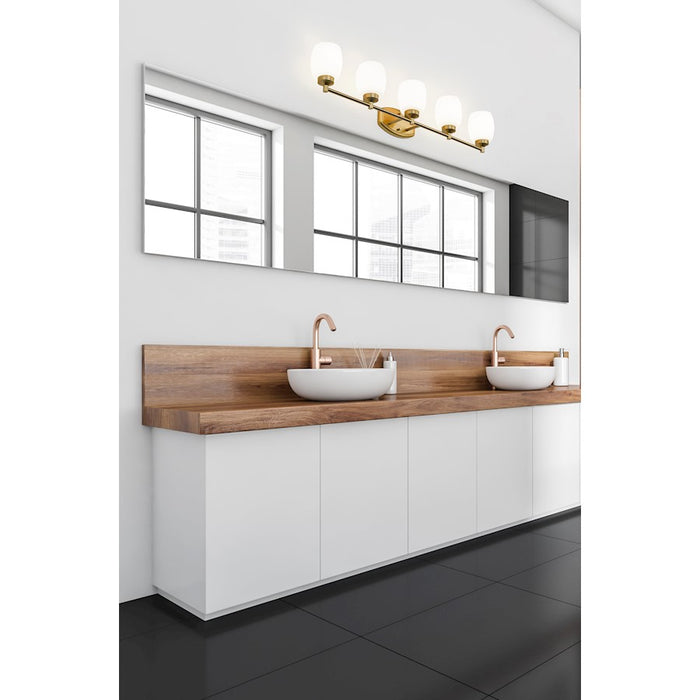 Z-Lite Kendrick 5 Light 39.25" Vanity, Luxe Gold/Matte Opal