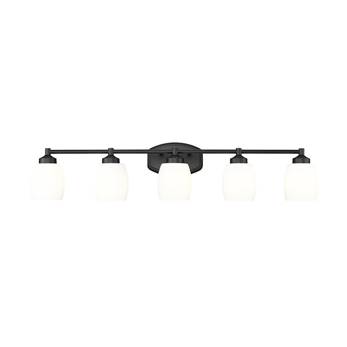 Z-Lite Kendrick 5 Light 39.25" Vanity, Matte Black/Matte Opal