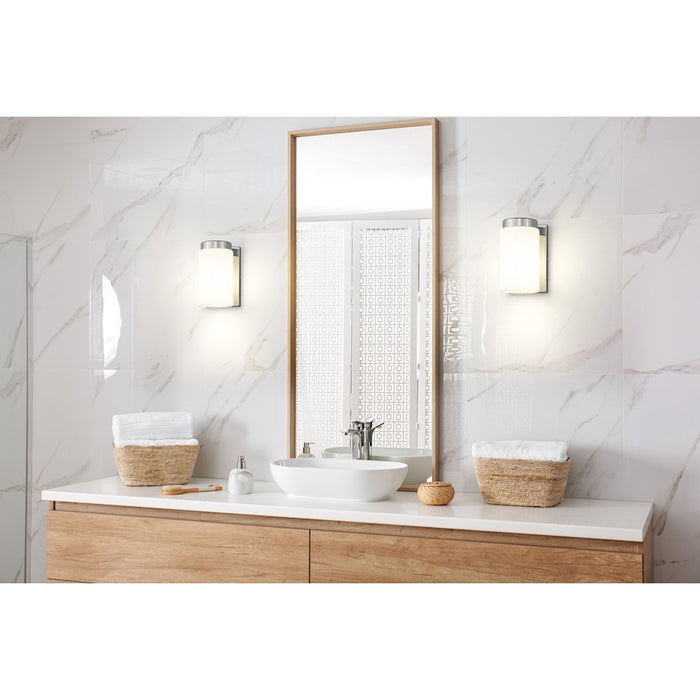 Z-Lite Burk 1 Light 4.25" Wall Sconce, Chrome/Matte Opal