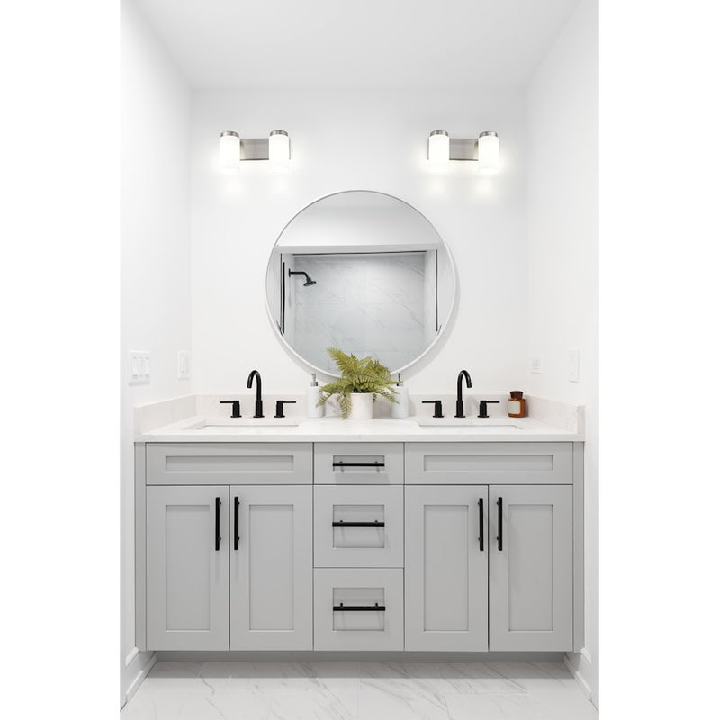 Z-Lite Burk 2 Light 13.75" Vanity, Brushed Nickel/Matte Opal
