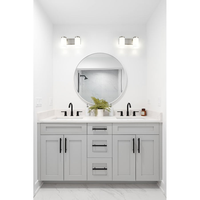 Z-Lite Burk 2 Light 13.75" Vanity, Brushed Nickel/Matte Opal