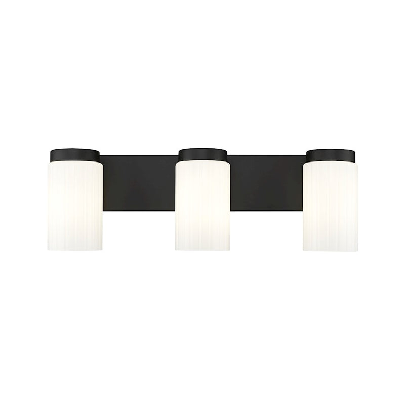 Z-Lite Burk 3 Light 22.5" Vanity, Matte Black/Matte Opal