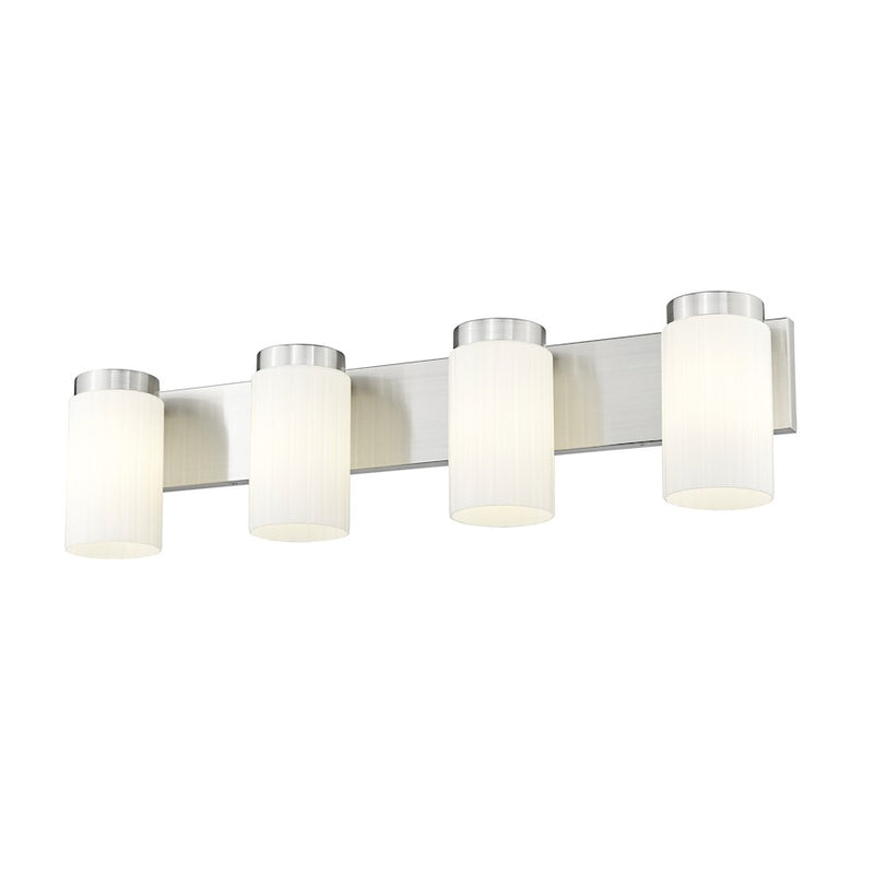 Z-Lite Burk 4 Light 30" Vanity, Brushed Nickel/Matte Opal