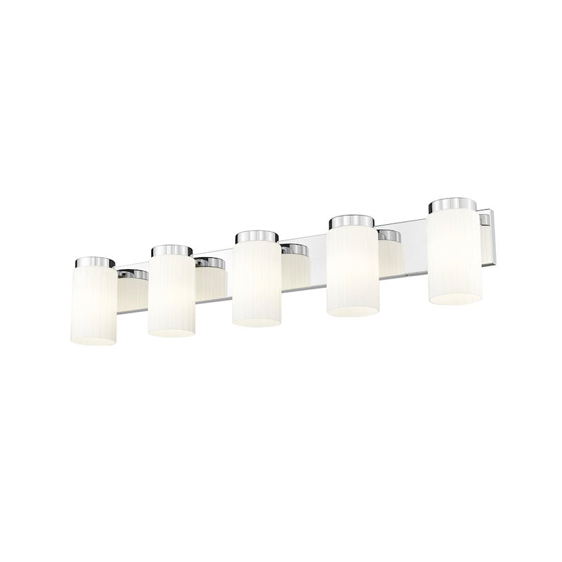 Z-Lite Burk 5 Light 38" Vanity, Chrome/Matte Opal