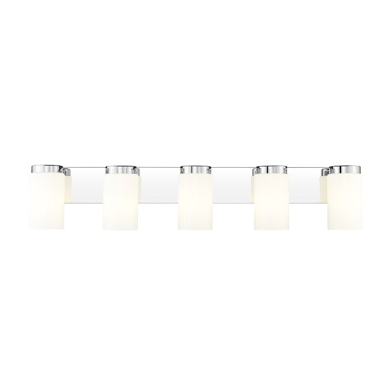 Z-Lite Burk 5 Light 38" Vanity, Chrome/Matte Opal