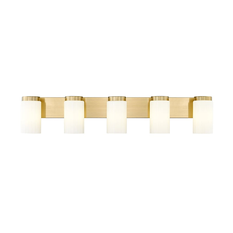 Z-Lite Burk 5 Light 38" Vanity, Luxe Gold/Matte Opal