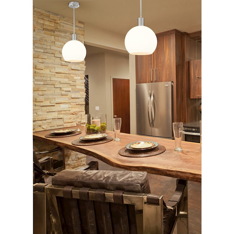 Z-Lite Margo 1 Light 11" Pendant, Brushed Nickel/White