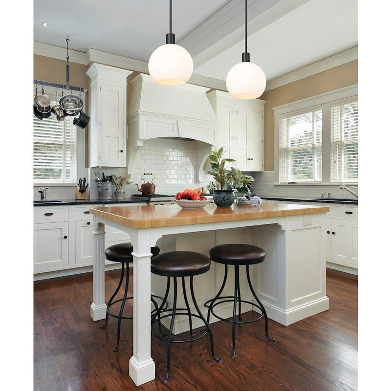 Z-Lite Margo 1 Light 11" Pendant, Matte Black/White
